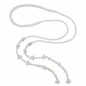 Preview: Kette zum Knoten weiß mit Blütenperle Kunststoff wachsweiß offen 130cm, ohne Dekoration
