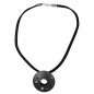 Mobile Preview: Halskette 48mm Metallanhänger Lochring anthrazitfarben Kordel schwarz 50cm