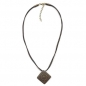 Preview: Halskette Viereck Metall Ritterplatte altmessingfarben Kordel schwarz 50cm, ohne Dekoration
