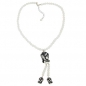 Mobile Preview: Halskette Y-Form Camée beige-schwarz Kunststoffperlen elfenbein-marmoriert 45cm, ohne Dekoration