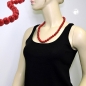Preview: Halskette 12mm Kunststoffperlen rot-schwarz-marmoriert 60cm