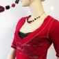 Mobile Preview: Halskette Drahtkette Kieselstein rot-schwarz Kunststoffperlen 45cm