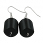 Preview: Ohrhaken Ohrhänger Ohrringe 37x15mm Schrägperle Kunststoff schwarz-glänzend, ohne Dekoration