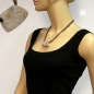 Mobile Preview: Halskette Kunststoffperle Trapez beige marmoriert matt Kordel braun 45cm