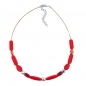 Mobile Preview: Halskette Drahtkette mit Glasperlen rot-geflammt 42cm