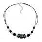 Preview: Halskette Kunststoffperlen Schmuckperle schwarz-weiß Kordel schwarz 45cm