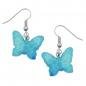 Preview: Ohrhaken Ohrhänger Ohrringe 32x16mm Schmetterling mit Schliff Kunststoffperle türkisblau, ohne Dekoration