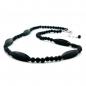 Preview: Halskette, Rillenolive schwarz-glanz, 50cm, ohne Dekoration