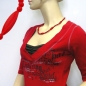 Preview: Halskette Rillenolive und Perle rot Kunststoff Verschluss silberfarbig 50cm