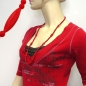 Preview: Halskette Rillenolive und Perle rot Kunststoff Verschluss silberfarbig 80cm