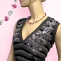 Mobile Preview: Halskette Drahtkette mit Glasperlen altrosa und silber-verspiegelt 42cm