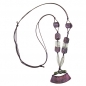 Mobile Preview: Halskette 54x19mm Anhänger Rohr flach gebogen lila-marmoriert matt Kunststoffperlen 90cm