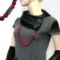 Preview: Halskette, Perle rot Walze altsilberfarbig