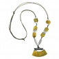 Mobile Preview: Halskette 54x19mm Anhänger Rohr flach gebogen gelb-oliv-marmoriert matt Kunststoffperlen 90cm