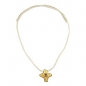 Mobile Preview: Halskette Anhänger Kreuz Metallguss matt-goldfarben Glasstein Kordel beige 70cm, ohne Dekoration
