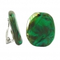 Preview: Clip Ohrclips 28x23mm Kiesel grün-khaki-braun-marmoriert glänzend Kunststoff-Bouton