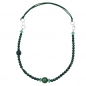 Preview: Halskette Kunststoffperlen grün-seidig-glänzend Ringe rhodiniert Kordel grün 90cm, ohne Dekoration