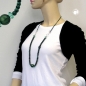 Mobile Preview: Halskette Kunststoffperlen grün-seidig-glänzend Ringe rhodiniert Kordel grün 90cm