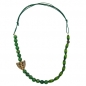 Preview: Halskette Kunststoffperlen grün-glänzend Holzperlen grün Kordel grün 90cm