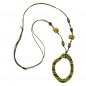 Mobile Preview: Halskette 77x56mm Baumring olivgrün Kunststoff Baumwollkordel khaki 100cm