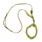 Mobile Preview: Halskette 77x56mm Baumring olivgrün Kunststoff Baumwollkordel braun 95cm