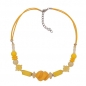 Preview: Halskette Kunststoffperlen Schraubenperle gelb Kordel gelb 42cm, ohne Dekoration