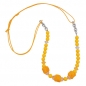 Mobile Preview: Halskette Kunststoffperlen Steinperle gelb Ankerkette rhodiniert Kordel gelb 80cm, ohne Dekoration