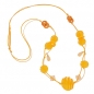 Preview: Halskette 7 Spiralperlen gelbe Kunststoffperlen Baumwollkordel 100cm, ohne Dekoration