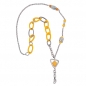 Preview: Halskette Y-Halskette Kettenglieder gelb grau chrom-farbig Kunststoff Aluminium 90cm, ohne Dekoration