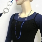 Preview: Halskette Kunststoffperlen blau Metallringe rhodiniert Kordel blau 90cm