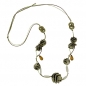 Mobile Preview: Halskette 7x Spiralperlen grün-seidig Kunststoffperlen Baumwollkordel 100cm, ohne Dekoration