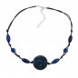 Preview: Halskette, Scheibe lapiz-blau-marmoriert, ohne Dekoration