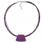 Mobile Preview: Halskette Kunststoffperle Trapez lila-pink-blau glänzend Kordel dunkellila 45cm, ohne Dekoration