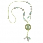 Preview: Kette Kunststoffperlen Ring oliv-grün Perlen mint-grün Kordel lindgrün 90cm, ohne Dekoration