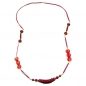 Preview: Halskette, Perlen seide-rot, altmessing, ohne Dekoration