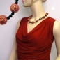 Preview: Halskette Schmuckperle rot-goldfarben schwarz