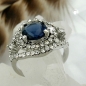 Mobile Preview: Ring, blauer Glasstein, rhodiniert