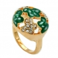 Preview: Ring, grün mit Glassteinen, vergoldet