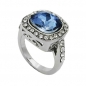 Mobile Preview: Ring, Glasstein blau, geschliffen, ohne Dekoration