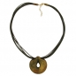 Preview: Halskette 52mm Kunststoff Anhänger Amulett oliv marmoriert Kordel oliv 55cm, ohne Dekoration