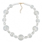Preview: Halskette 18mm und 23mm Scheiben Kunststoff wachsweiß und Perlen weiß 50cm