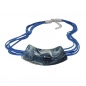 Mobile Preview: Halskette 54x19mm Anhänger Rohr flach gebogen blau-silber-marmoriert glänzend Kunststoff 45cm