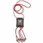 Preview: Halskette Kunststoff Viereck schwarz altsilberfarben Velourband rot 100cm, ohne Dekoration