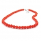 Mobile Preview: Halskette 8mm Kunststoffperlen orange-rot-glänzend 50cm, ohne Dekoration