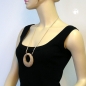 Mobile Preview: Halskette Kunststoff Ring horn-marmoriert Kordel natur 80cm