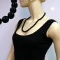 Mobile Preview: Halskette, Perlen 10mm schwarz-glänzend