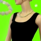 Preview: Halskette 10mm Kunststoffperlen türkis-grün-weiß-gelb marmoriert mit Perle 50cm