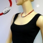 Mobile Preview: Halskette Kunststoffperle Rillenolive chromfarben glänzend Velourband rot 42cm
