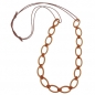 Preview: Halskette Kunststoffringe braun seidig glänzend Kordel braun 80cm, ohne Dekoration