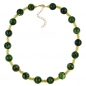 Preview: Halskette Kunststoffperlen grün-gold-marmoriert oliv-gelb-transparent 45cm